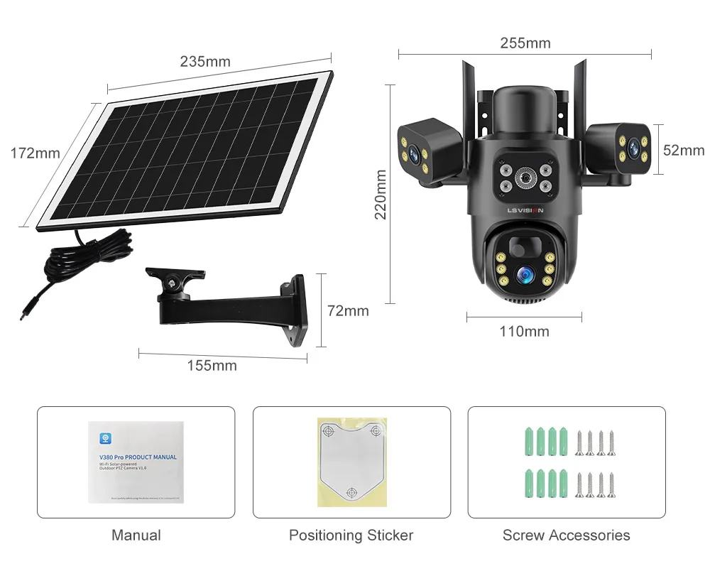 15MP 4G LTE Solar Camera Outdoor WiFi Security Camera 10X Optical Zoom Three Scr