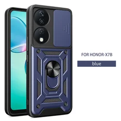Rugged Shockproof Phone Case with Magnetic Holder and Bracket for Pc + tpu (Blue)