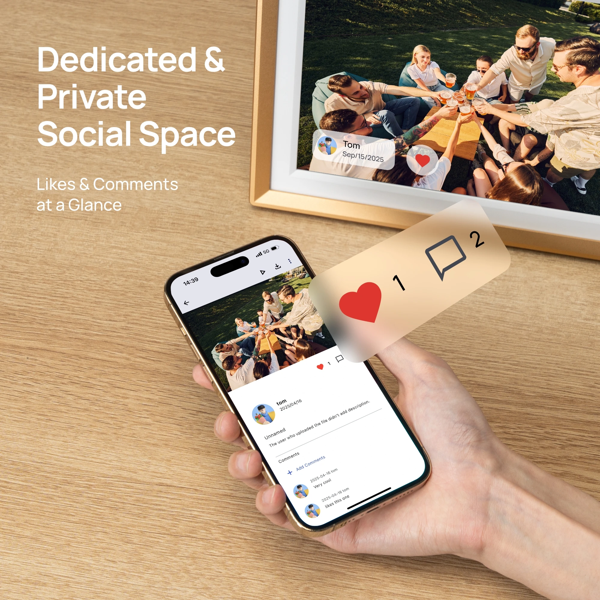 ARZOPA 10.1 Inch Metal Digital Photo Frames WiFi 32GB IPS HD Free Touch Screen Remote Share Photos Videos Auto Rotation,D10 Gold view 4