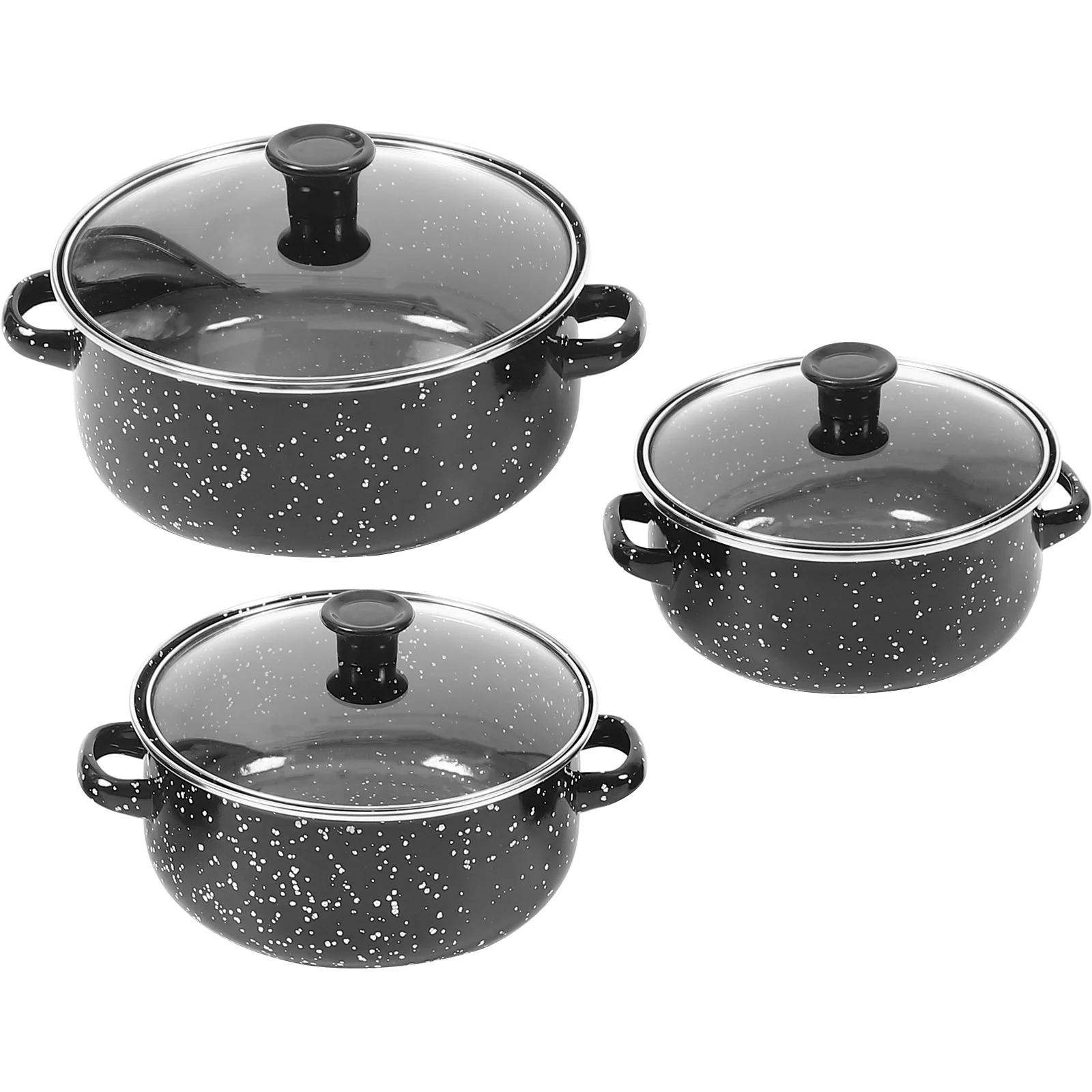 

1set/3pcs Soup Pot Frying Pan Hot Pot Saucepan Stockpot Enamel Cook Stock Pot Instant Noodle Pot With Lid Kitchen Cook Cookware