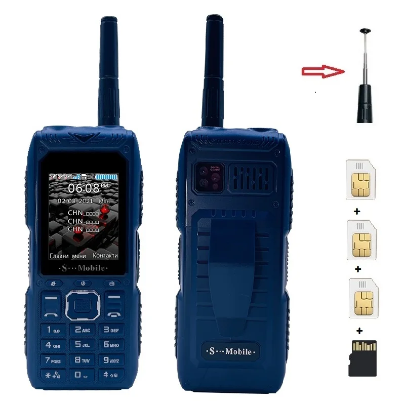 S555 Three Cards Three Standby Outdoor Mobile Phone Standby Long  Can Pull Up Antenna Signal Strongly with Waist Clip