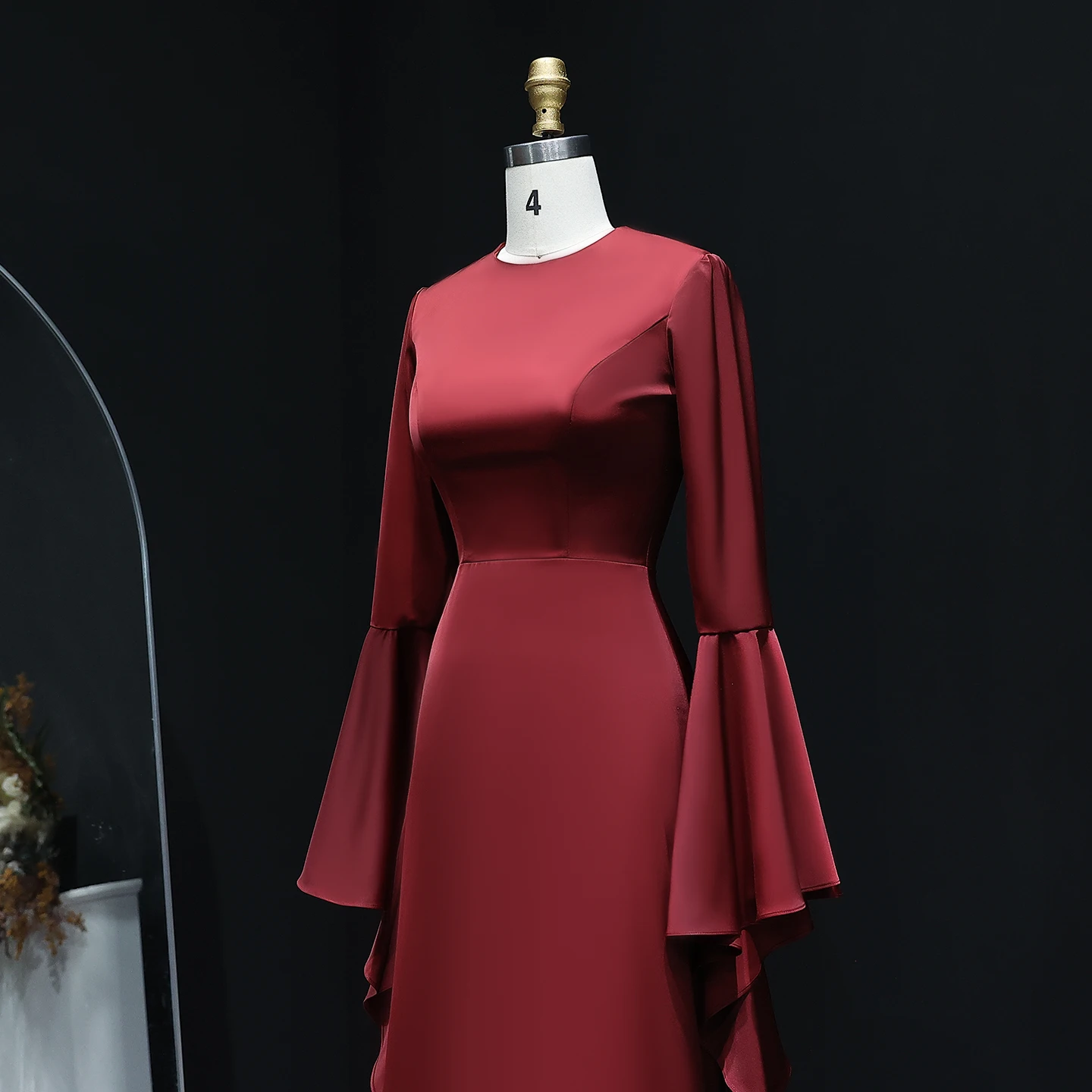 Sharon Said Dubai Elegant Burgundy Mermaid Evening Dress with Long Sleeve  for Women Wedding Party Gown SF584 Customized - AliExpress 320