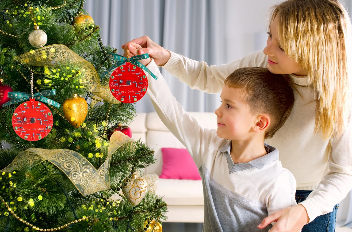 Assembled USB Christmas Tree 16 LED Color Light Electronic PCB