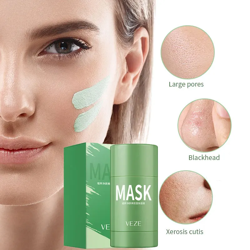 

Green Tea Cleansing Mask Purifying Clay Stick Mask Oil Control Skin Care Anti-Acne Eggplant Remove Blackhead Mud Mask