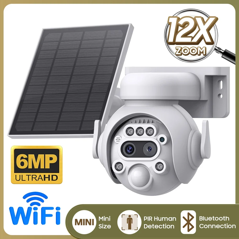 

Tahlitech 4K 8MP Solar Camera 4G SIM/ WIFI Solar Security Camera 12X ZOOM Color Night Vision Surveillance PIR Monitor PTZ Camera