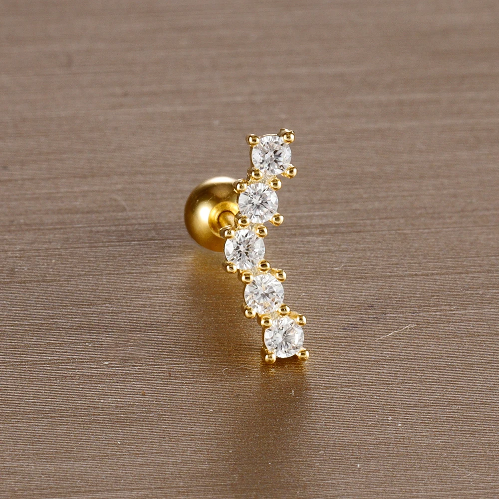 1 STÜCK 6 Stile Edelstahl Mini Zirkon Knorpel Piercing Ohrstecker Für Frauen Helix Tragus Piercing Damen Körperschmuck – Detail 17
