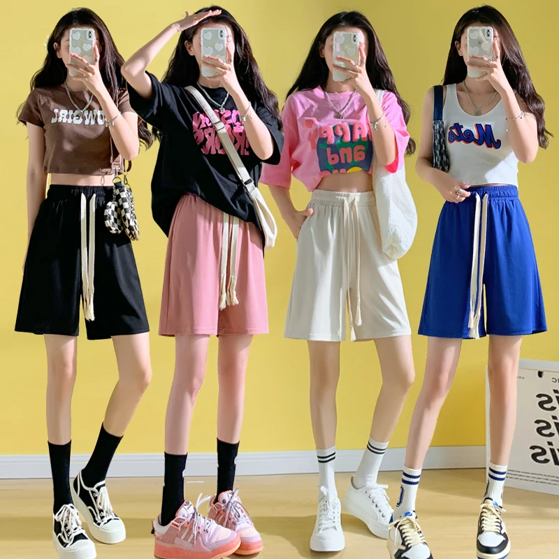 

Korean Fashion High Waist Shorts Women Summer 2023 Casual Slim Fit Short Pants Joggers Female Y2k Black Sport Streetwear New