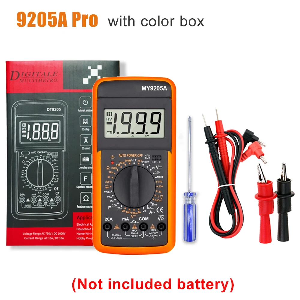 Professional Multimeter AC DC Voltage Current Resistance Capacitance HFE Diode Tester Multimeter Professional With BazzerMultimeter Digital DMM AC DC Voltage Current Ohm Capacitance hFE Portable Ammeter Voltmeter Meter Capacitor TRMS Hz Ohm Tester best ph meter Measurement & Analysis Tools