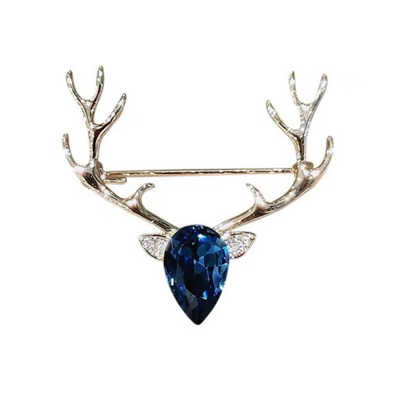 High-end Christmas Deer Animal Brooch Crystal Rhinestone Lapel