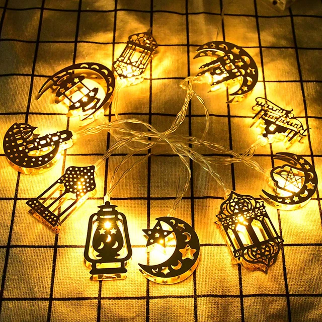 Ramadan Gold Moon Led Lights Ramadan Decoration Iron Art Fairy Lights Eid  Al Adha Islamic Muslim Eid Mubarak Room Home Decor - AliExpress