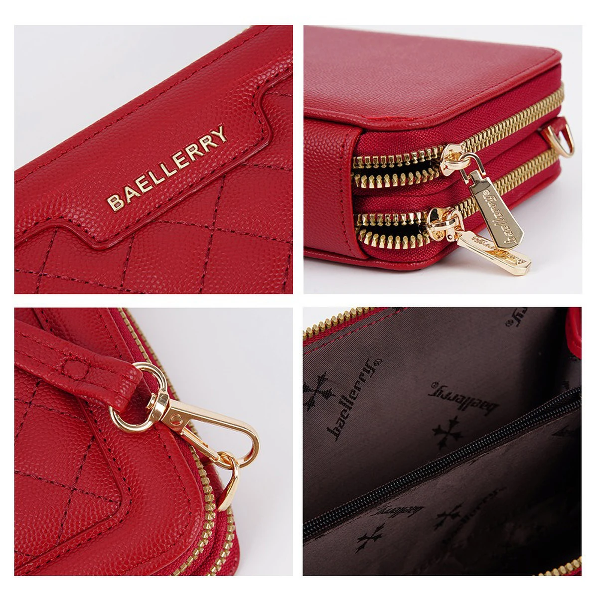 Baellerry Women's 2025 New Diamond Pattern Crossbody Bag Stylish Phone Purse with Zipper Closure Multifunctional PU Shoulder Bag