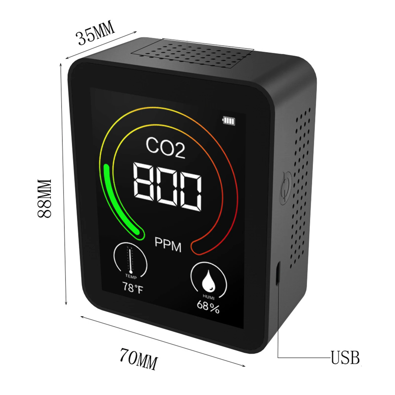Air Quality Indoor for 500mah Temperature and Humidity Detector Display Carbon Dioxide Sensor 4000PPM