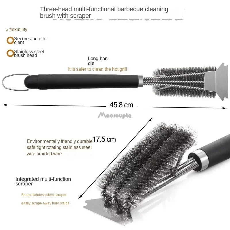 Barbecue Cleaning Tools Grill Brush Cleaning Brushes Barbecue Grill BBQ Brush Clean Tool Grill Accessories Stainless Steel Bristles Non-stick Cleaning Brushes Barbecue Accessories