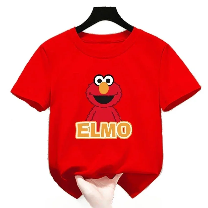 Summer Tops Cotton Cute Cartoon Kids T-Shirts Short Sleeve Tops Sesame Street Design Print Boys Girls Funny Children Tshirt 4