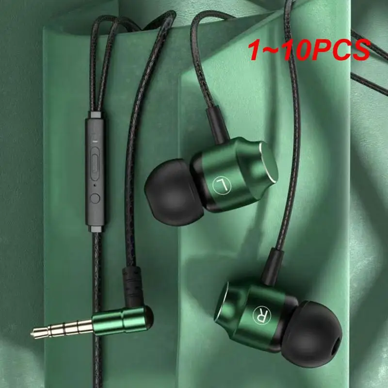 1~10PCS Jack Magnetic Gamer Wired Earphones Gaming Green Metal HiFi Bass Stereo 3.5mm Type C Earbuds For Phone Computer Mic wired earphones wired headphones