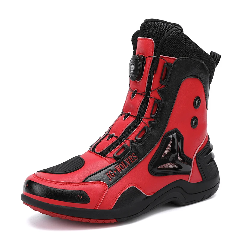Professional Men Motorcycle Boots Microfiber Leather Waterproof Quick Lacing Big Size 46 47