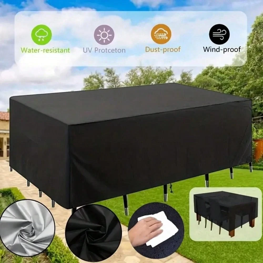 Rectangular Patio Heavy Duty Table Cover -  Tough Canvas Waterproof Outdoor Dining Table and Chairs General Purpose Furniture Co 2