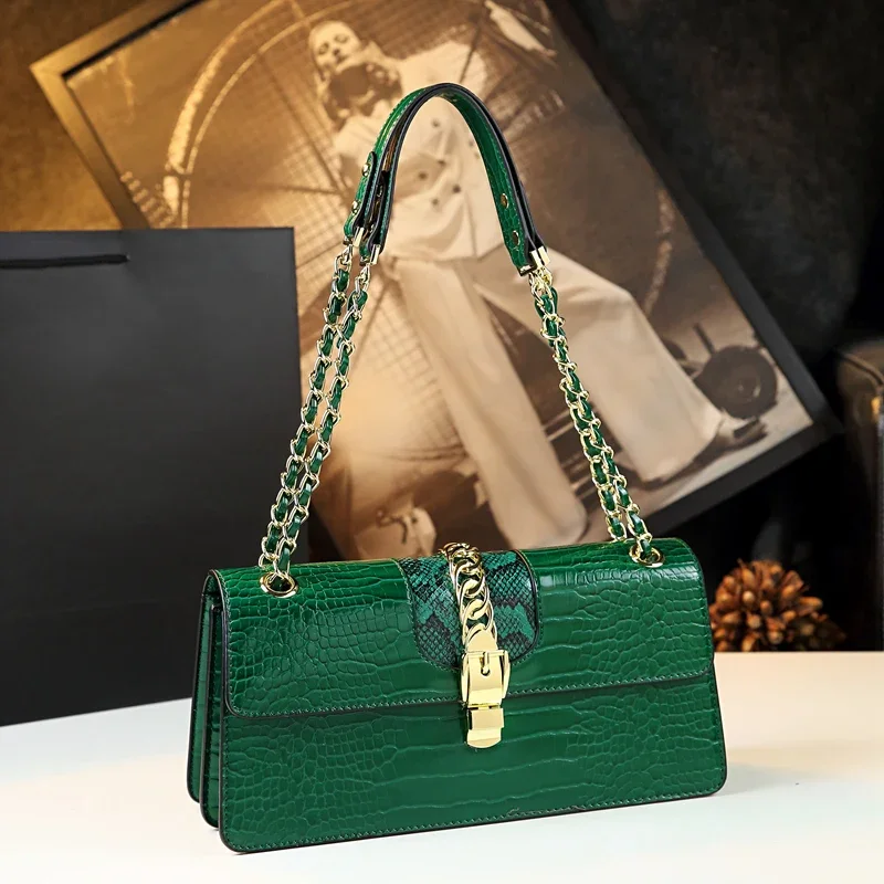 

Genuine Leather Women's Bag Fashion Brand Women Handbag Ladies Shoulder Underarm Bag Luxury High-Grade Chain Portable Tote Bags