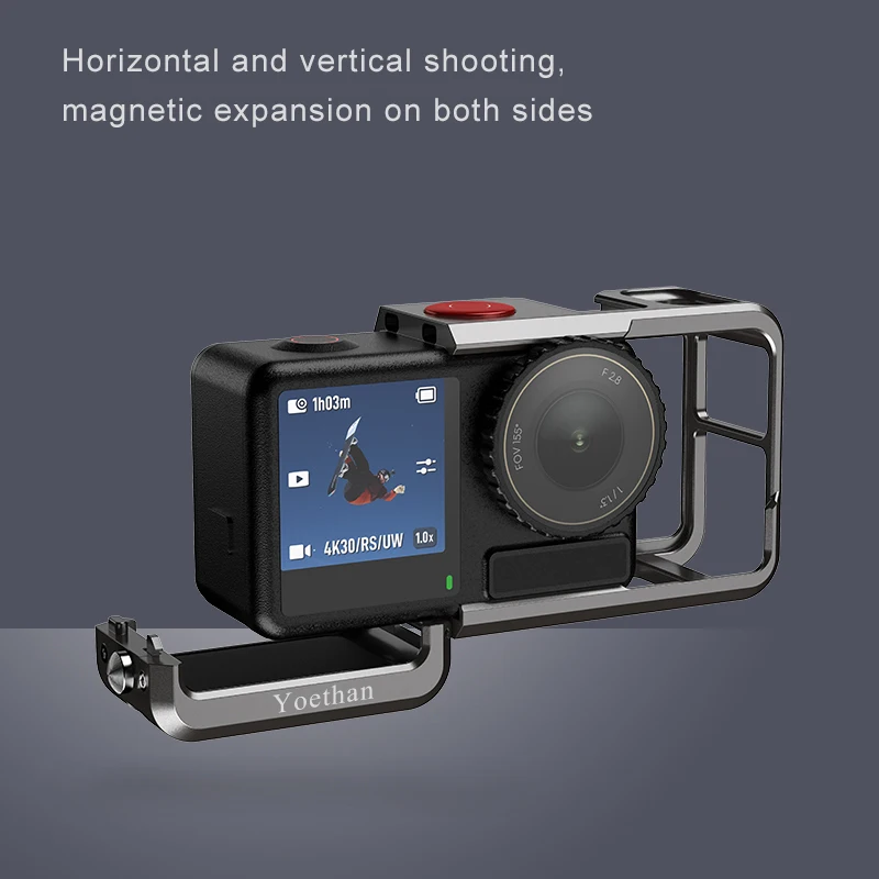 Yoethan Metal Cage for DJI OSMO ACTION 5Pro 4 3 Full Protective Frame Case Quick Release Cold Shoe 1/4 Hole Foldable aluminum 3