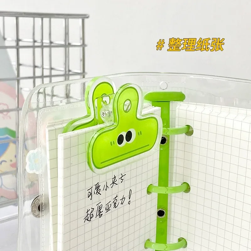 Cute Funny Cartoon Expression Eyes Color Acrylic Clip Kawaii Students Study Materials Sort Binder Clip Office Accessories 1PC