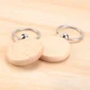 100Pieces Wooden Keychain Blanks Bulk Round Wood Engraving Blanks Unfinished Wooden Key Ring Key Tag B 2