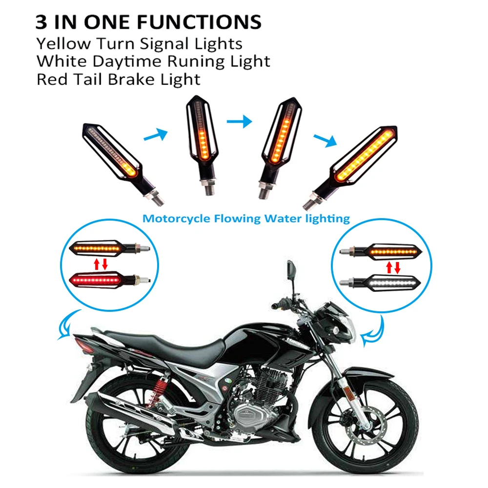 Motorcycle Turn Signal Lights Flowing flicker led Blinkers For Yamaha fz1 fazer fz8 xj6 fz6 mt-09 FZ-09 mt07 mt-07