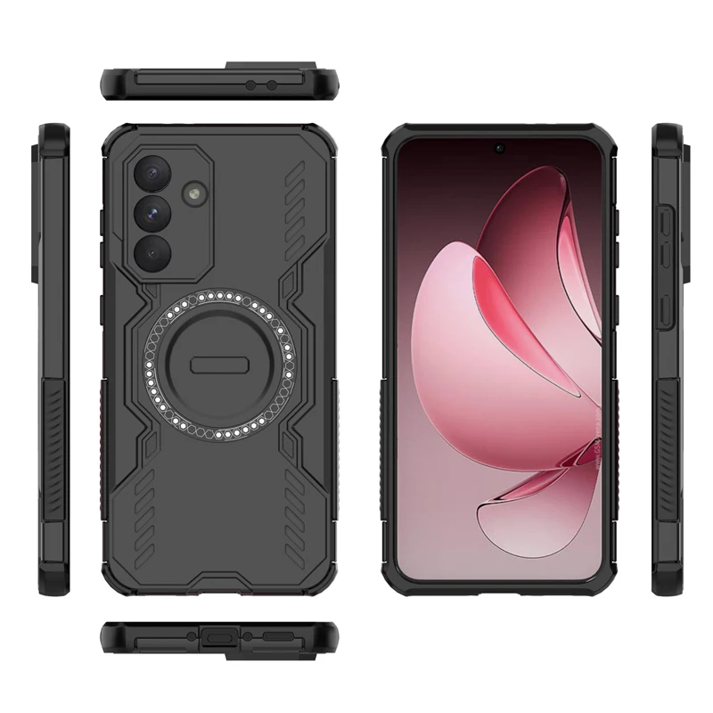 ELVEV Magnetic Wing Shield Case - Durable PC + Soft TPU Wireless Charging Phone Cover