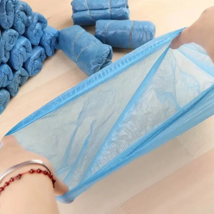 Shoe Covers 100 Pcs Waterproof Medical Boot Covers Plastic Disposable Overshoes Shoe Protector Cover
