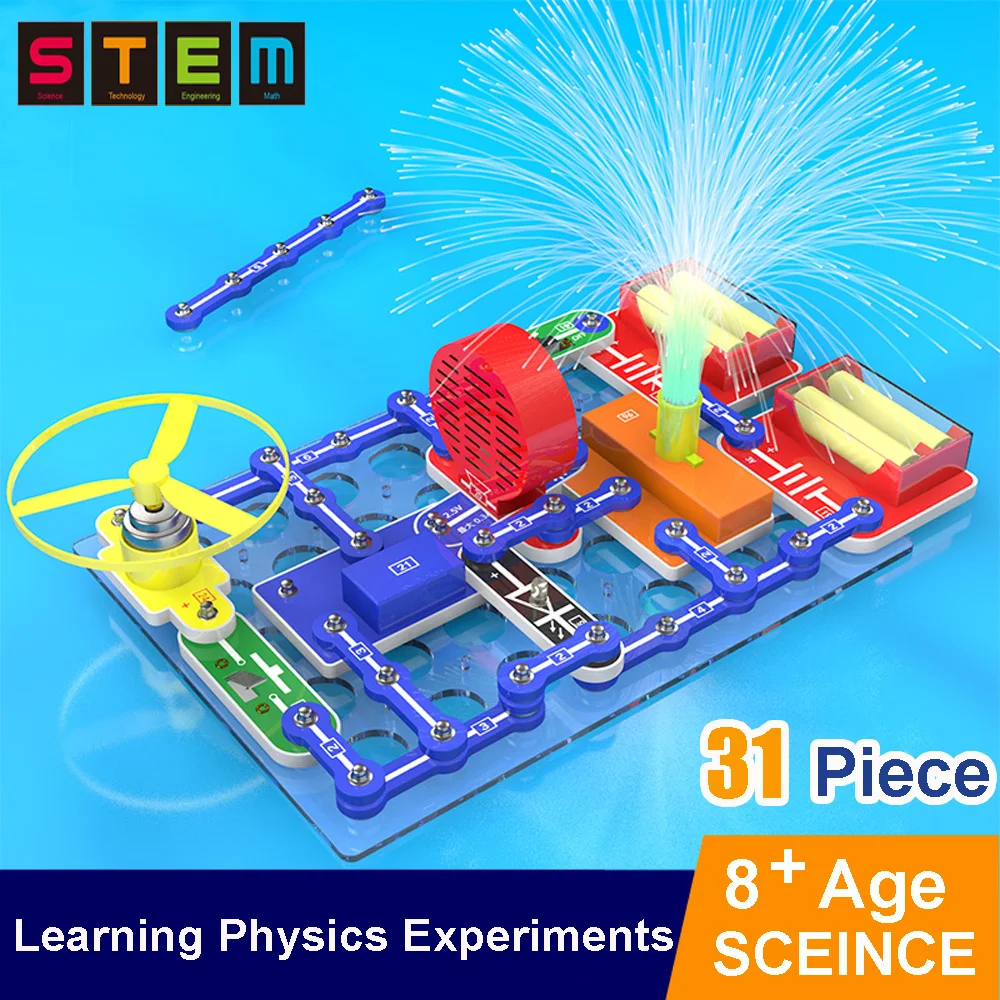 

Circuit Electronic Blocks Physics Educational Experiments 31 Piece DIY Assemble Science Kits For Kid STEM Toys Gift