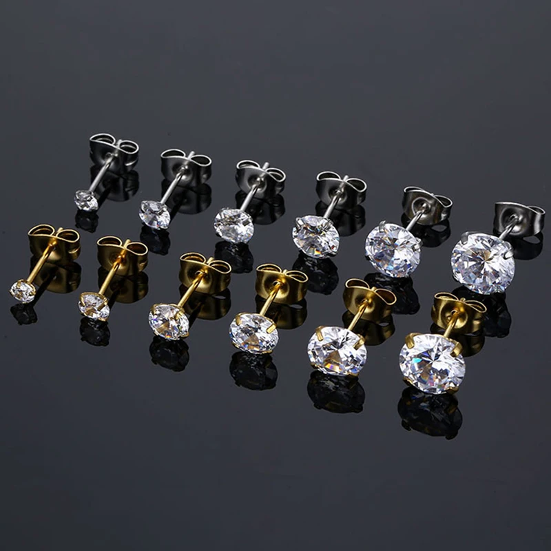 

Cubic Zirconia Studs for Women Men 20G Helix Piercing Surgical Stainless Steel Earrings Hypoallergenic for Sensitive Ears