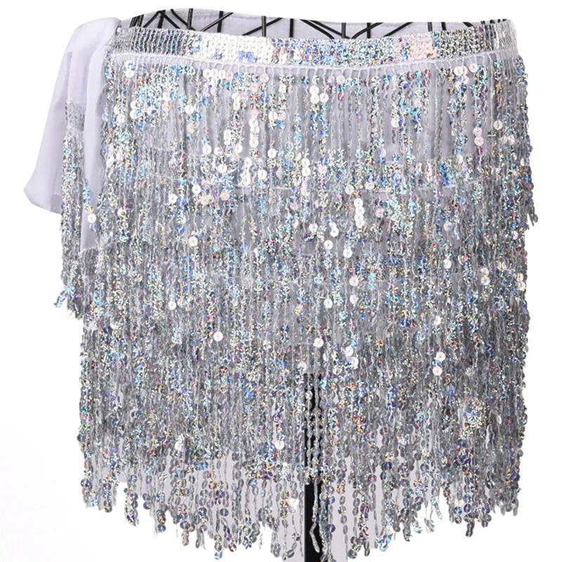 1PC Exquisite Belly Dance Costume Sequin Tassel Fringe Hip Scarf Belt Waist Wrap Skirt
