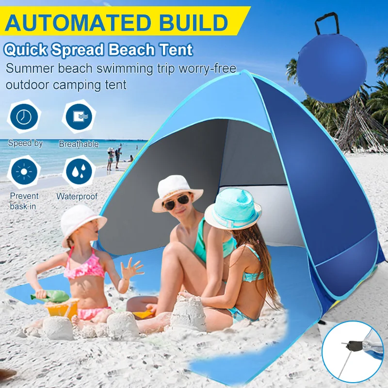 Portable Automatic Beach Tents UV Protection Instant Pop Up Outdoor Tents Canopy Cabana With Carry Bag For Beach Travel Camping