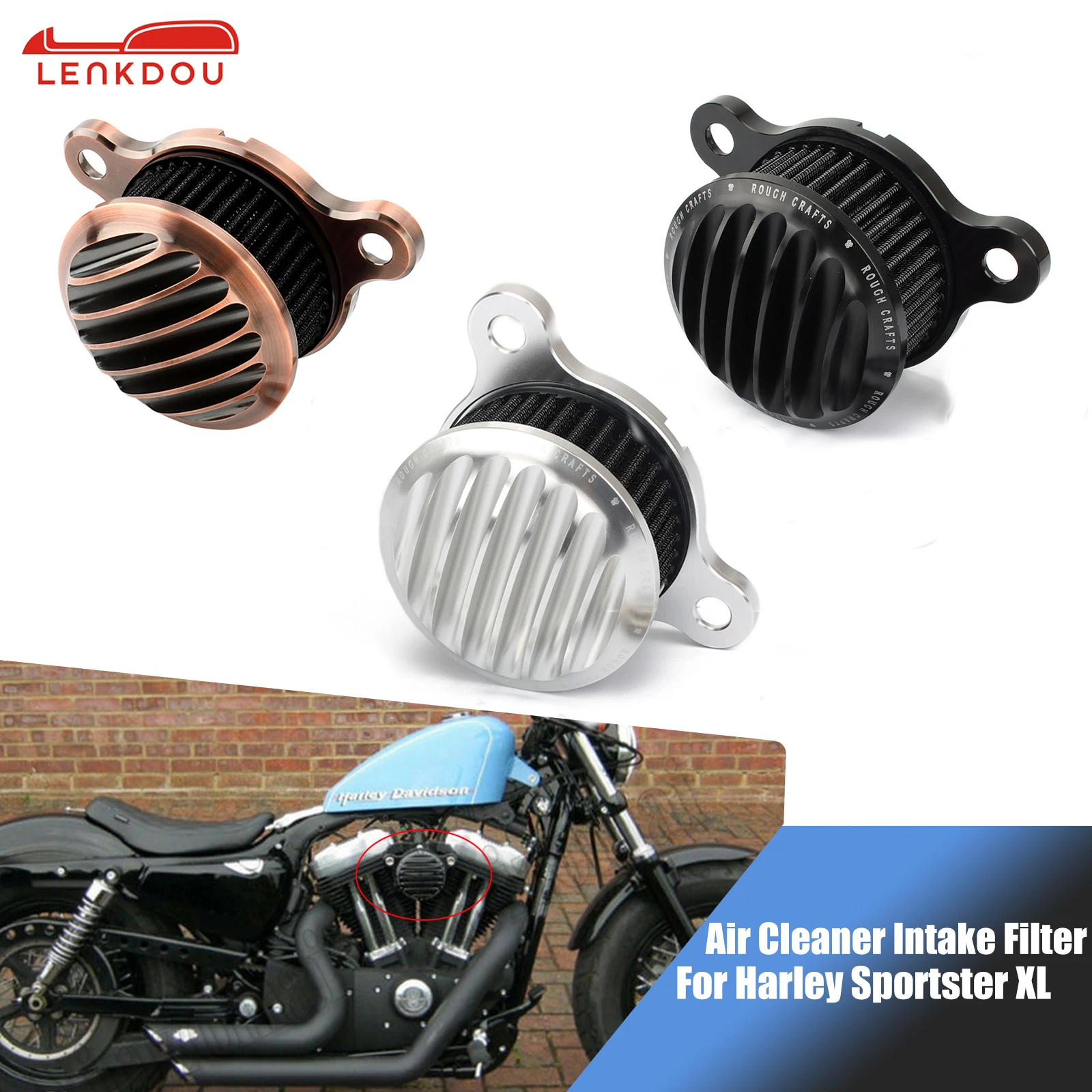 

Black Air Filter Intake Air Cleaner System For Harley Sportster XL Iron 883 XL1200 48 72 1991-2021 Motorcycle Accessories XL883