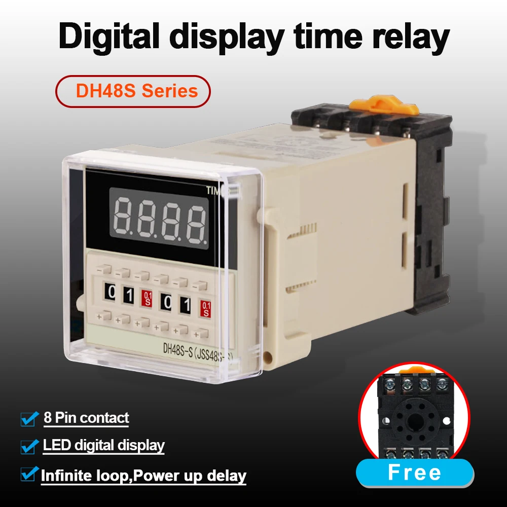 LCD Digital Time Relay - 12VDC 8-Pin Dual Display Delay Timer With 5 Modes