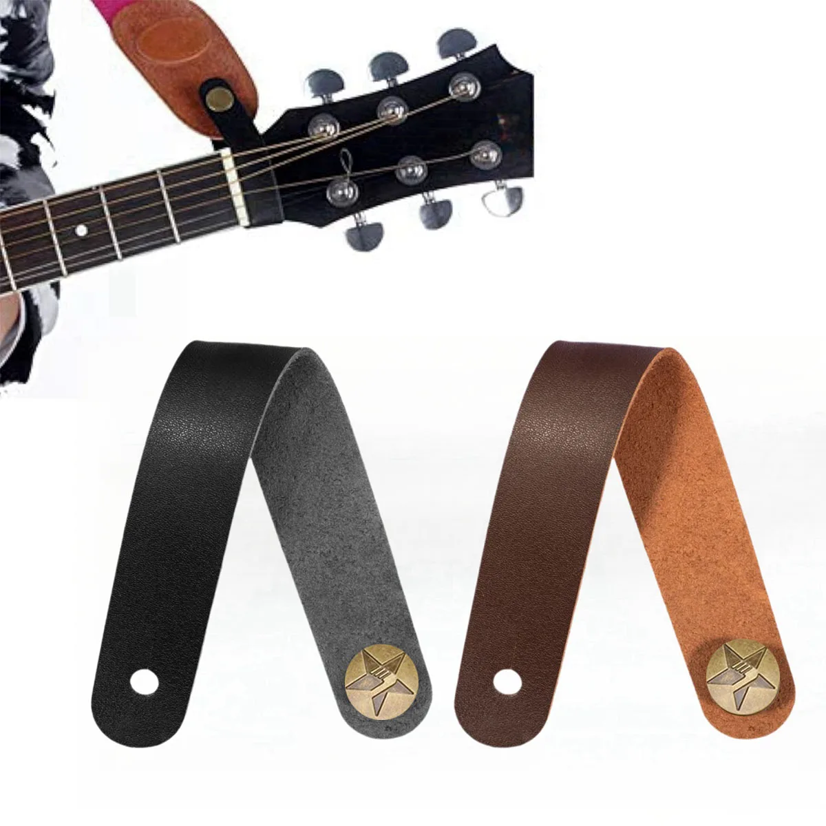 Miwaye Guitar Neck Strap Guitar Leather Strap Holder Button Safe Lock For Ukulele Bass Acoustic Accessories