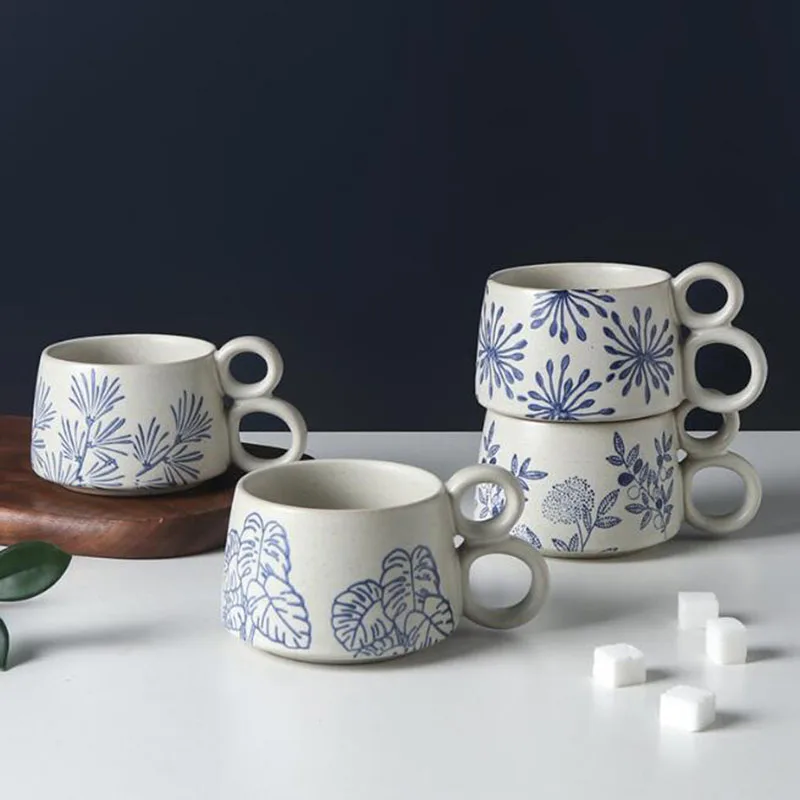 

Грубая керамическая кружка Celadon с цветочным рисунком, ручная кружка, кружка для молока и кофе, Офисная кружка, кружка для воды, кухонная посуда для напитков 350 мл