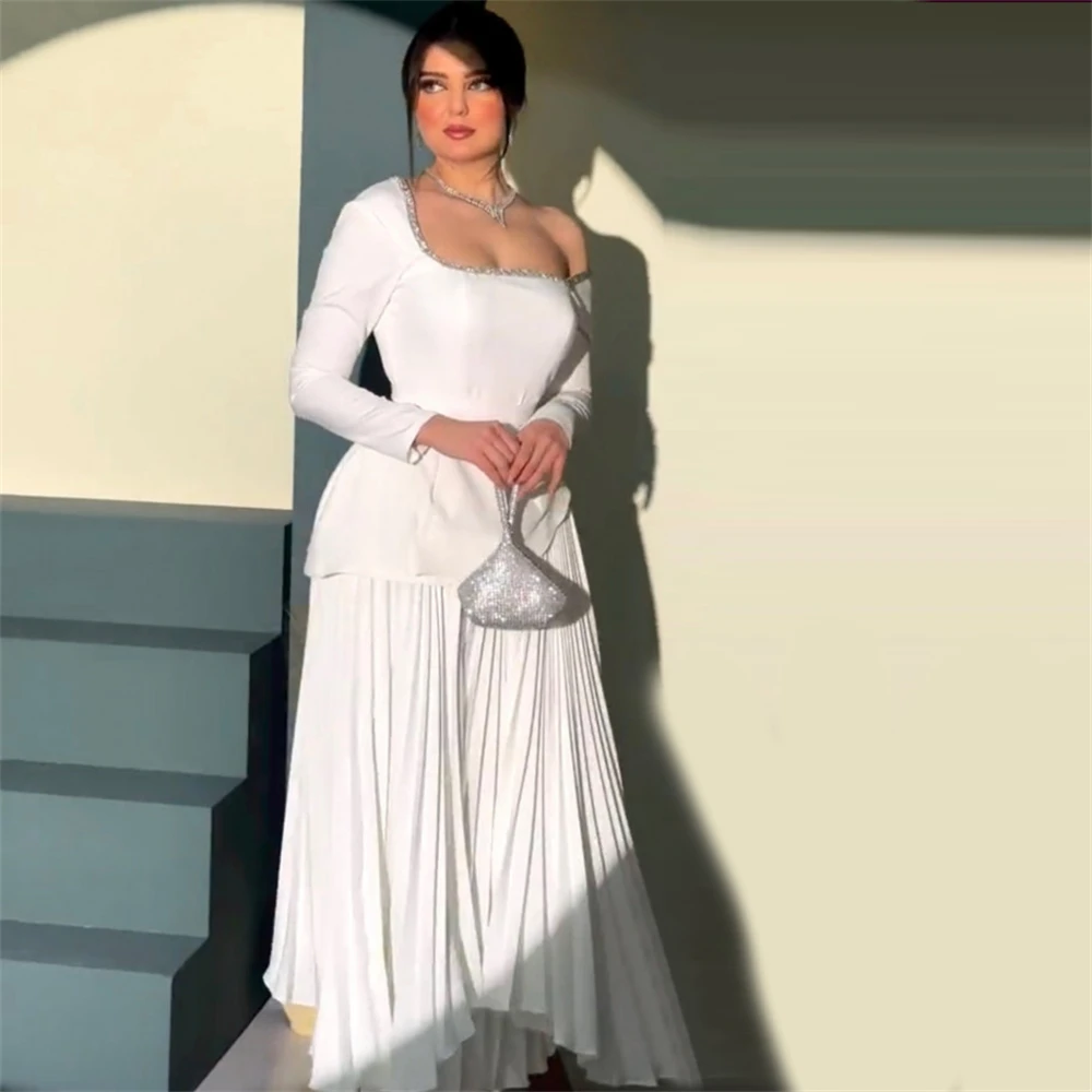 

Женское платье для выпускного вечера, белое ТРАПЕЦИЕВИДНОЕ ПЛАТЬЕ в стиле ретро с квадратным вырезом и блестками, вечернее платье длиной ниже колена, деловые платья