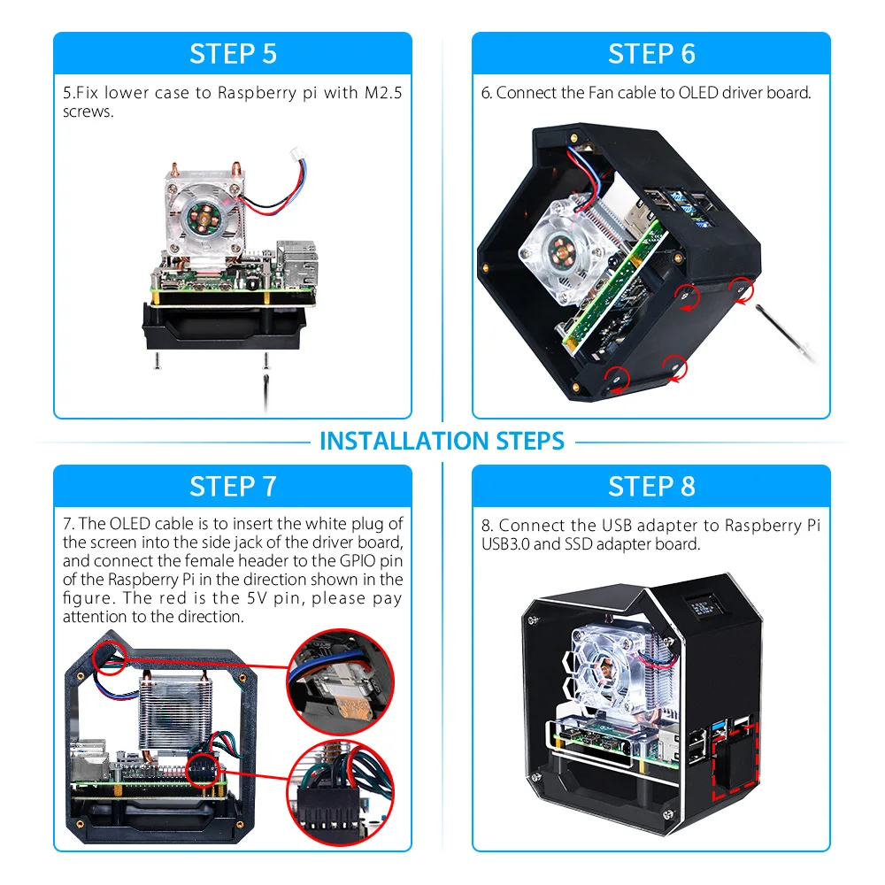   4B  ̴ Ÿ NAS ŰƮ, ִ 2TB M.2 SATA SSD ,   л, OLED ũ ÷