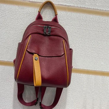 Zaino Casual in vera pelle da donna piccoli sacchetti in vera pelle di mucca borsa da viaggio antifurto da donna di moda