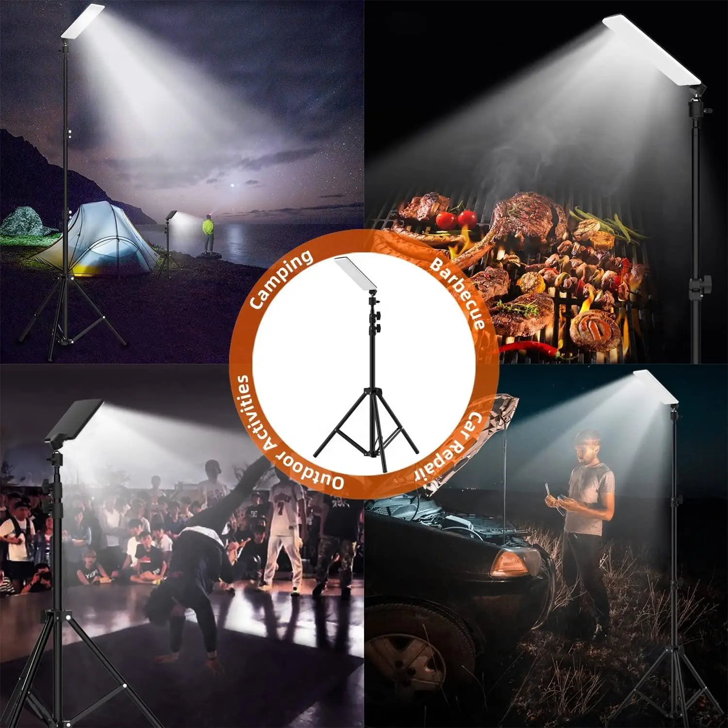 1680 Lumen Portable LED Work Lights with Adjustabl Stand Telescoping Tripod Outdoor Light Powered by USB 5V Camping Lanterns 3
