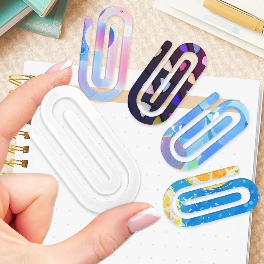 10Pcs Sublimation Paper Clips Blank Acrylic Jumbo Paperclip For Heat Transfer DIY Paperclips Bookmark Home School Office Supply