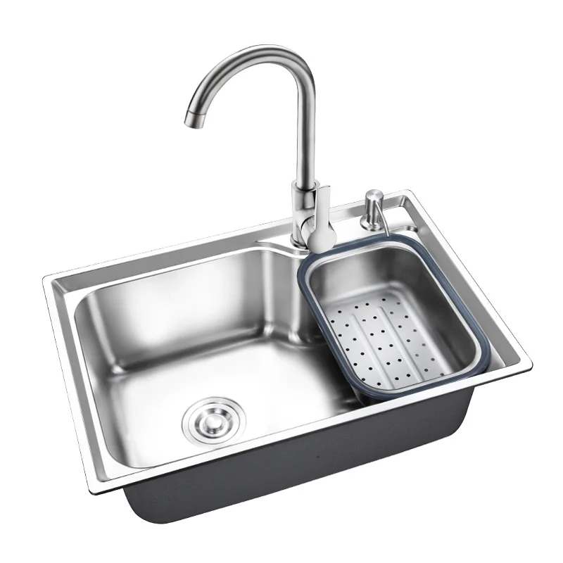 kitchen sink stainless steel Finished brushed single bowl sink kitchen above counter or undermount without faucet sinks