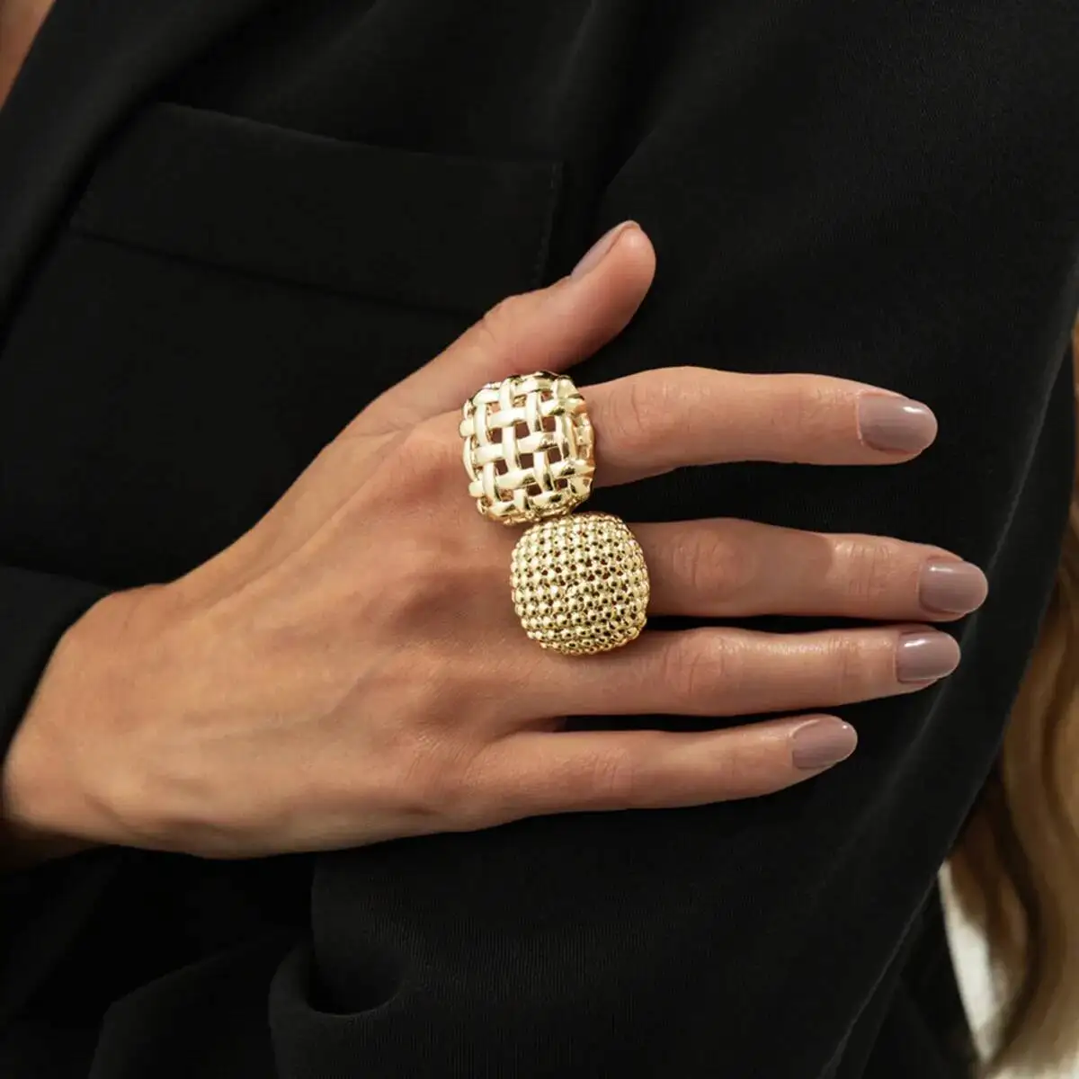 Luxury Geometric Adjustable Open Rings for Women 2
