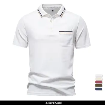 2025 Men's Polos Solid Color Classic Polo Shirt Men Short Sleeve Top Quality Casual Business Social Polo Men With Pocket