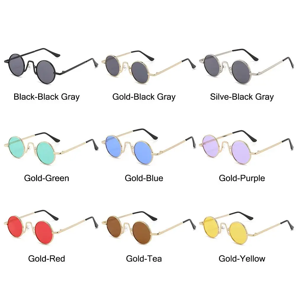 Kleine runde sonnenbrille mode uv400 schutz punk bunte kreis schirme hippie sonnenbrille für frauen männer retro brillen – Detail 2
