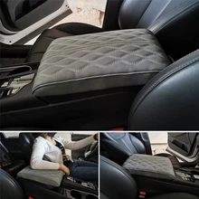 Fala haftować PU skórzany podłokietnik samochdoowy mata konsola środkowa podłokietnik poduszka ochronna dla Tesla Model 3/Y 20-21 akcesoria samochodowe