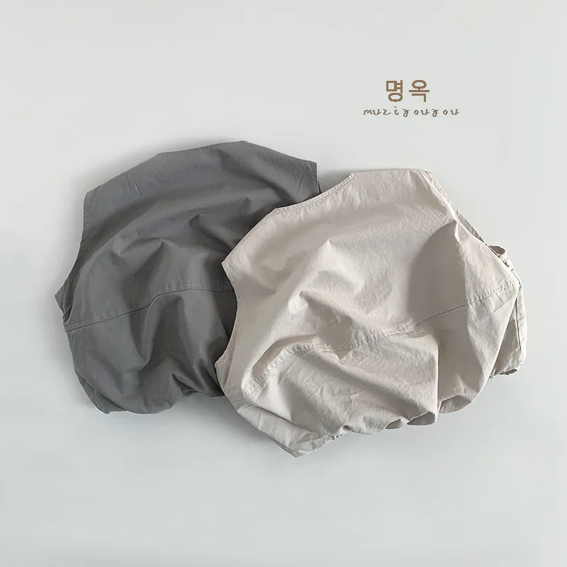 어린이 민소매 조끼 재킷, 단색, 심플, 루즈 조끼, , 여아, 다목적 카디건, 어린이 의류, 2025 용수철 신제품