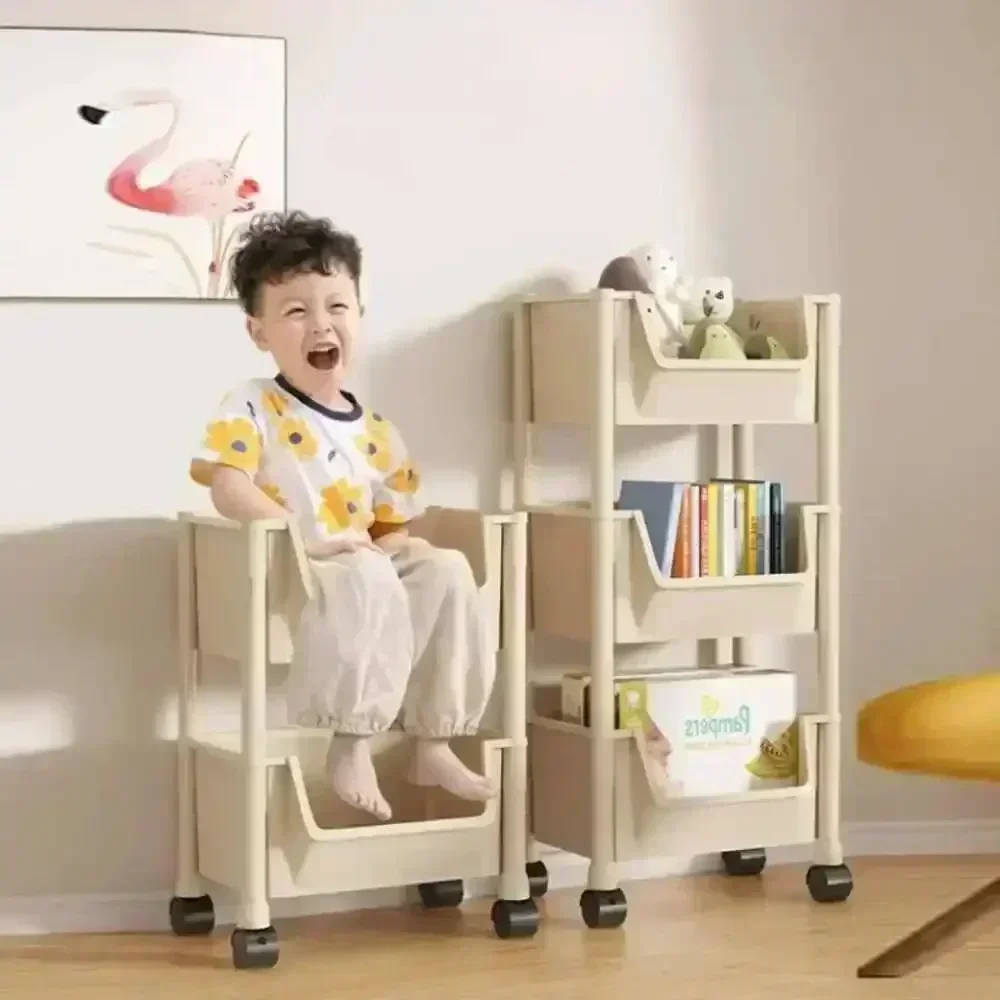 Portable Trolley Bookshelf Creative Kitchen And Mobile Display Cabinet Storage Rack book display stand cube storage organizers corner wall shelves