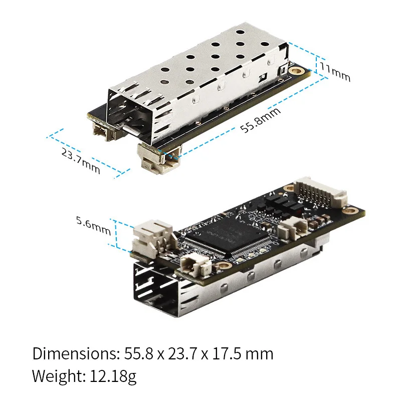 산업용 등급 기가비트 이더넷-광섬유 SFP 광 트랜시버 모듈 PCBA 마더보드 -40-85 ℃ 5-15V 전압 입력