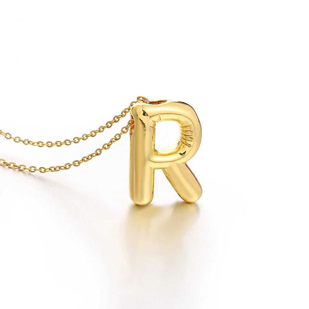AENSOA Gold Plated Chunky Alphabet Balloon Necklace